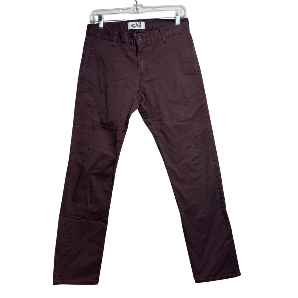 Naked & Famous Slim Chino Burgundy‎ Stretch Cotton Pants Mens 29 102052607